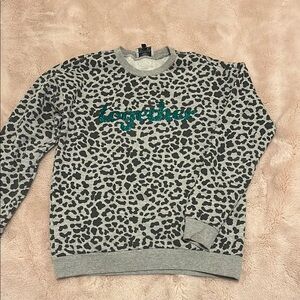 Gray Leopard Print Sweatshirt